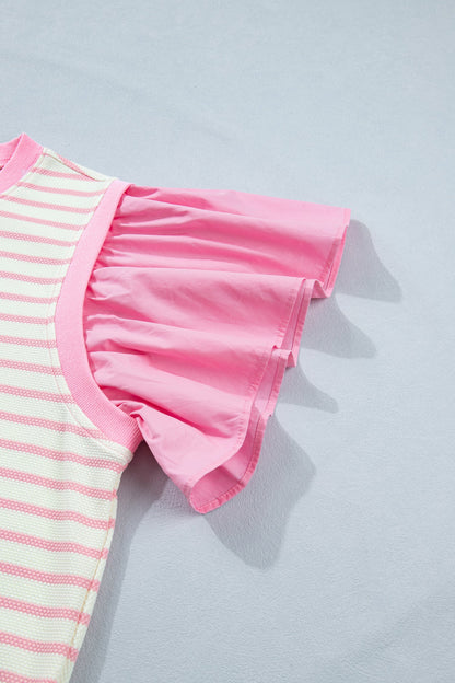 Threaded Pear Hope Short Sleeve Patchwork Blouse