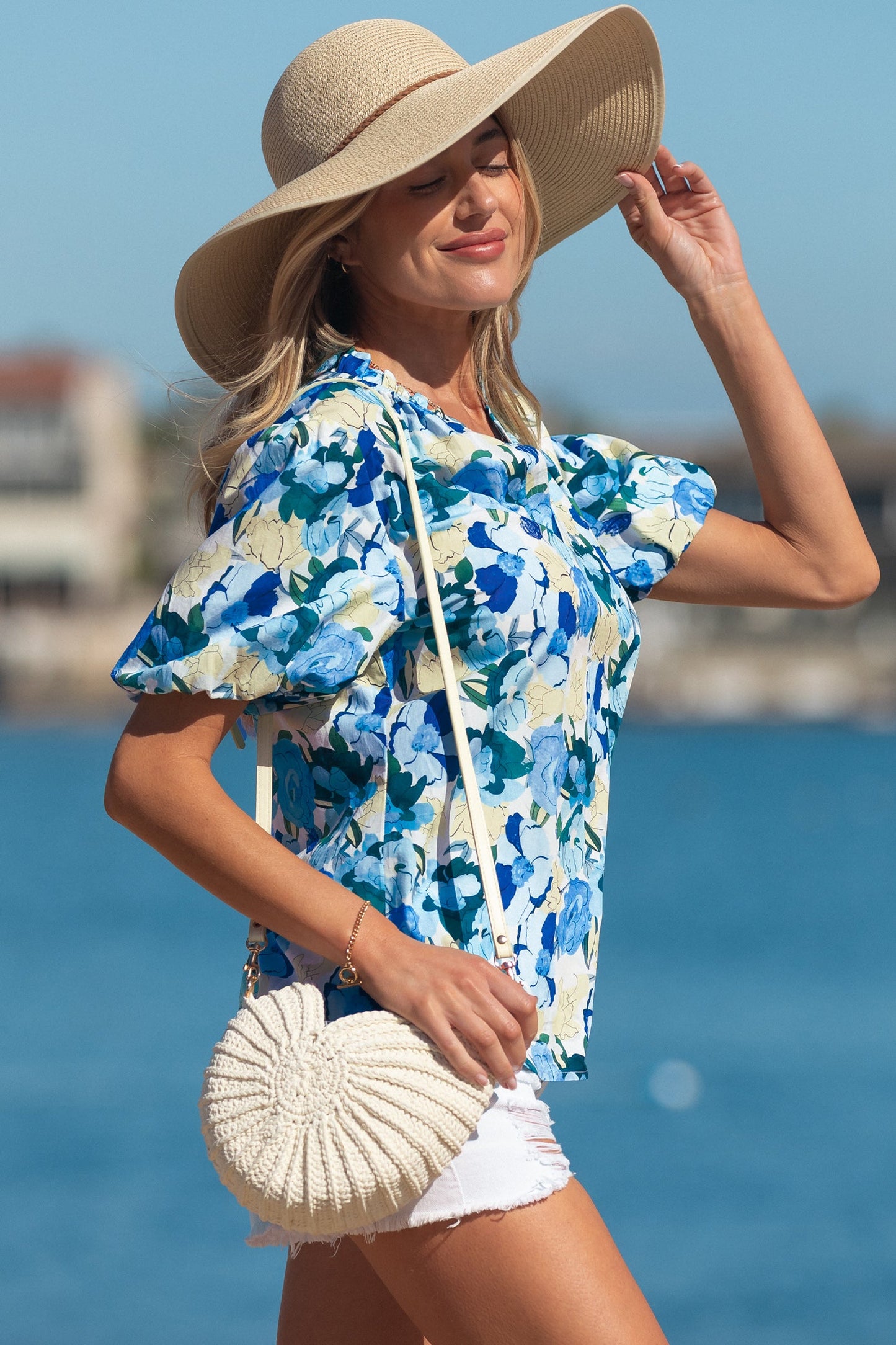 Threaded Pear Leilani Short Puff Sleeve Blouse