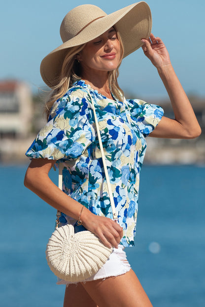 Threaded Pear Leilani Short Puff Sleeve Blouse