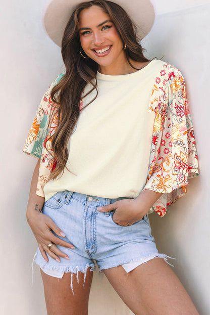 Threaded Pear Sariyah Floral Half Batwing Sleeve Blouse