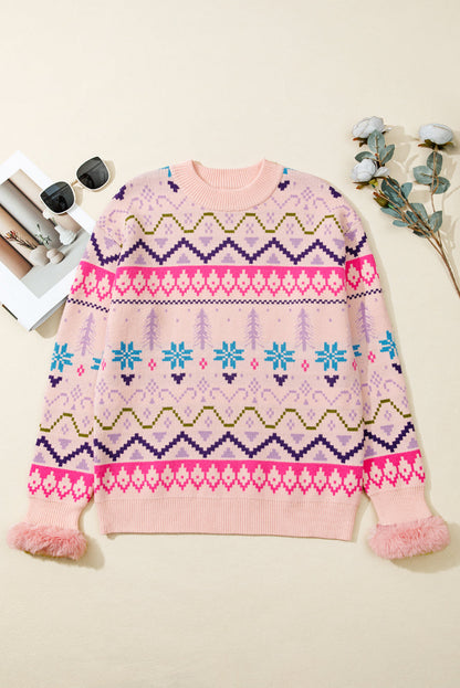 Threaded Pear Kayaetta Knit Feather Cuffed Sweater