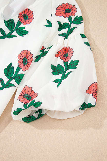 Threaded Pear Briar Shirred Short Sleeve Blouse