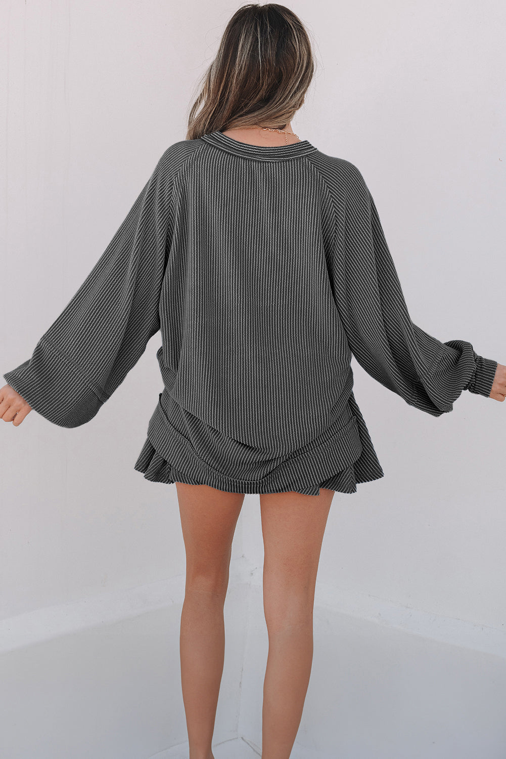 Threaded Pear Scarlett Corded Lantern Sleeve Top