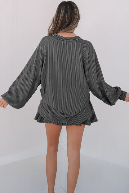 Threaded Pear Scarlett Corded Lantern Sleeve Top