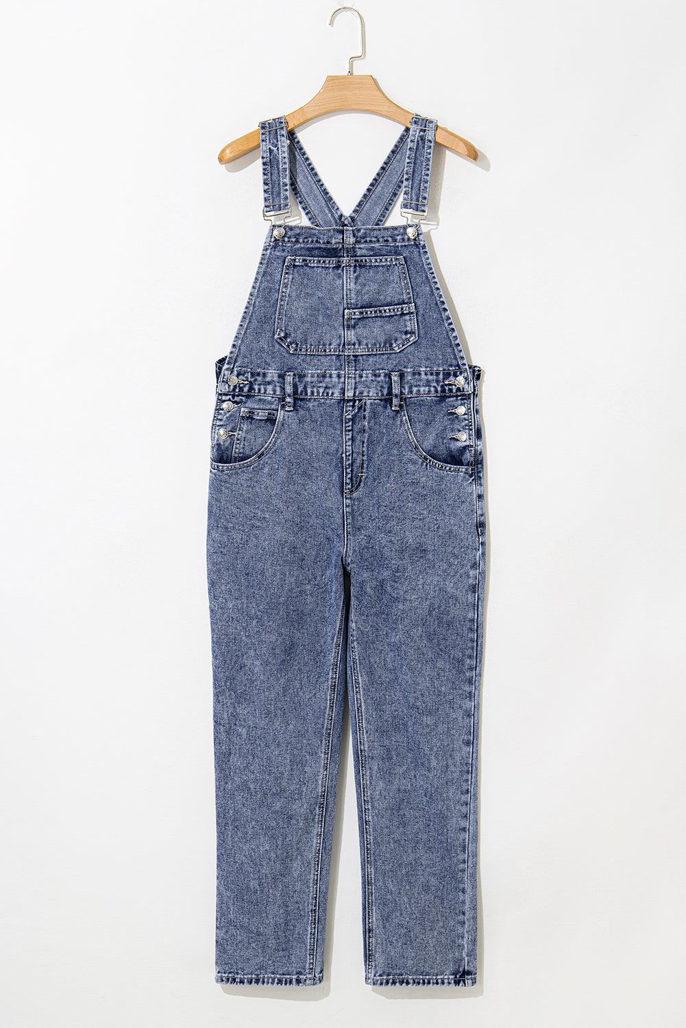 Piper Denim Straight Leg Jumpsuit with Pockets - Threaded Pear