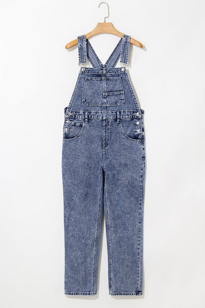 Piper Denim Straight Leg Jumpsuit with Pockets - Threaded Pear
