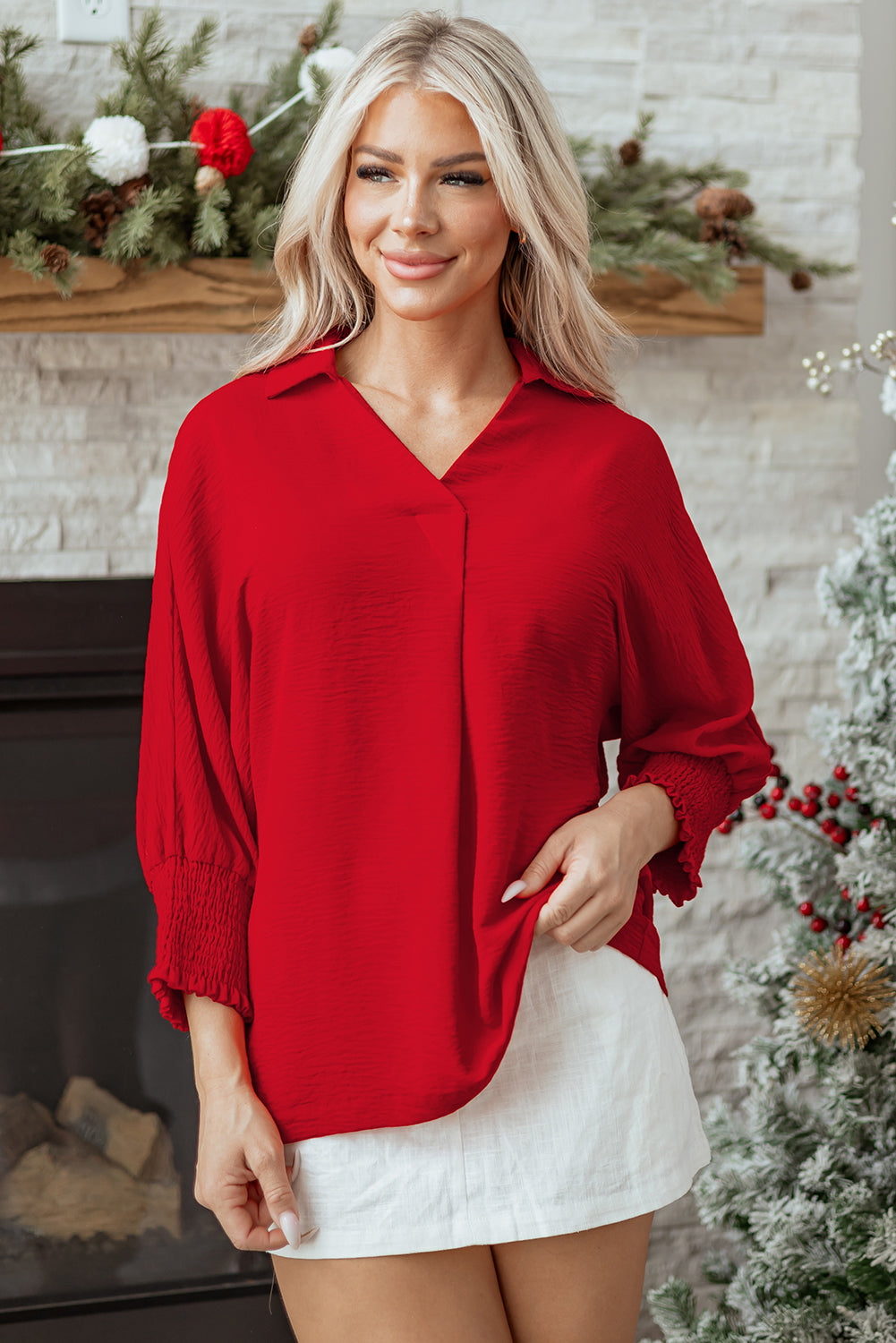 Threaded Pear Della Sleeve Oversized Tunic Top