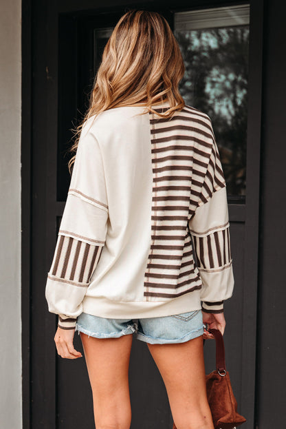 Threaded Pear Ariana Stripe Stitched Oversized Sweatshirt