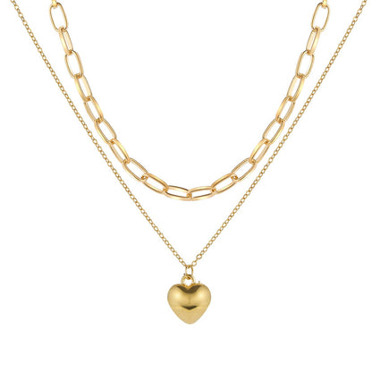 Goldtone Heart Pendant Layered Necklace