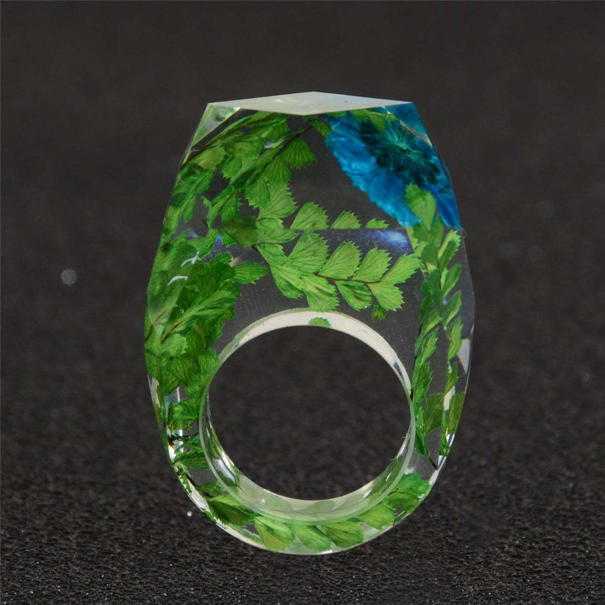 Green & Blue Dried Flower Ring-1