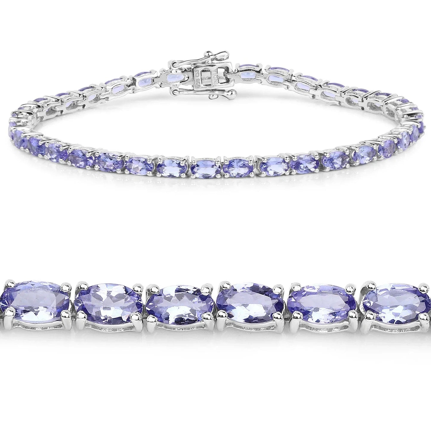 Natural Purple Tanzanite Silver Tennis Bracelet
