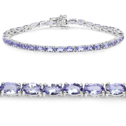 Natural Purple Tanzanite Silver Tennis Bracelet