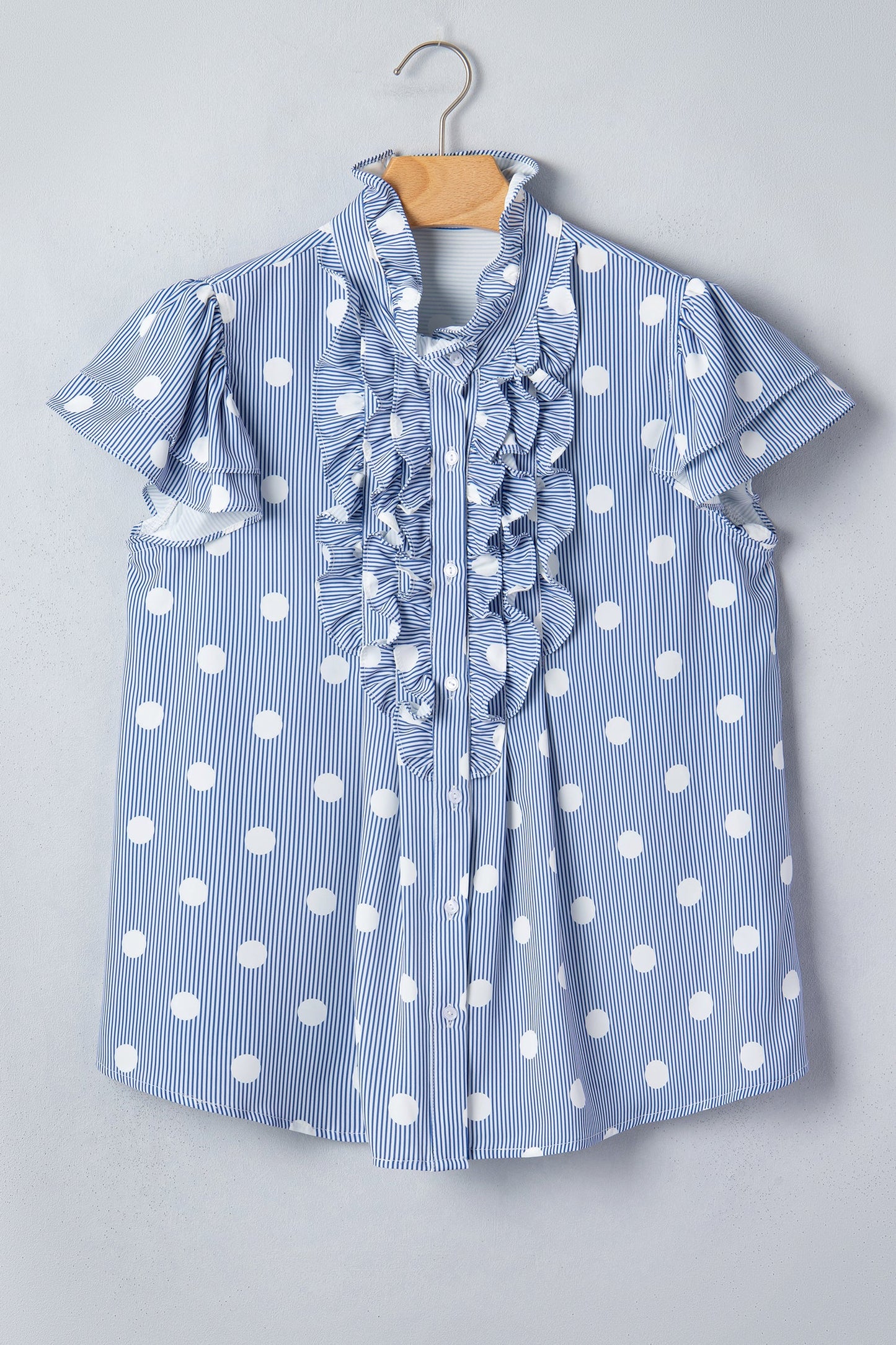 Threaded Pear Alaina Pleated Ruffle Sleeve Shirt