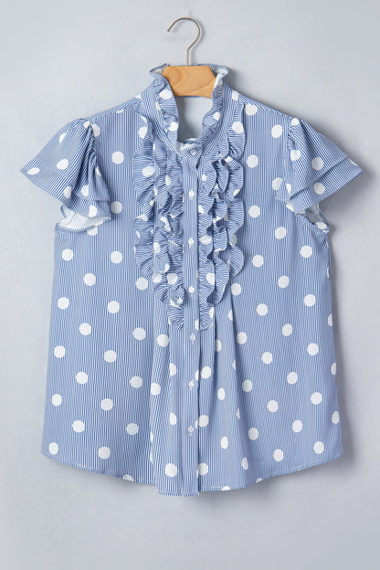 Threaded Pear Alaina Pleated Ruffle Sleeve Shirt