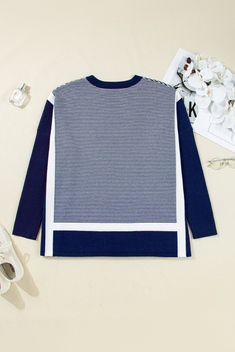 Threaded Pear Reese Stripe Dolman Oversize Tunic Sweater