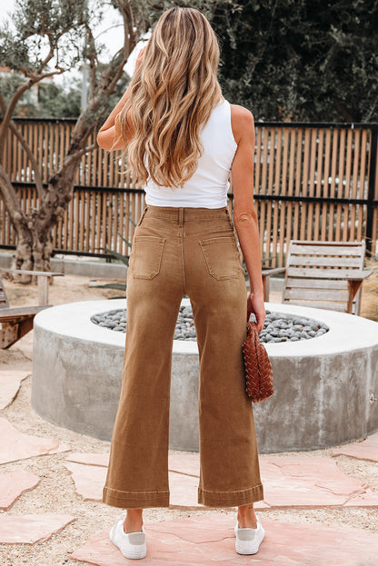 Threaded Pear Courtney Cropped High Rise Wide Leg Jeans