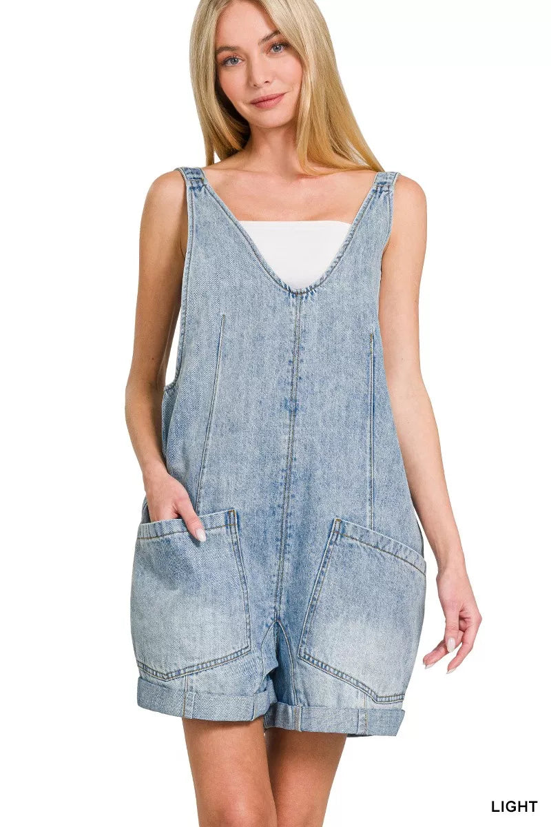 Zenana Denim Short Overalls