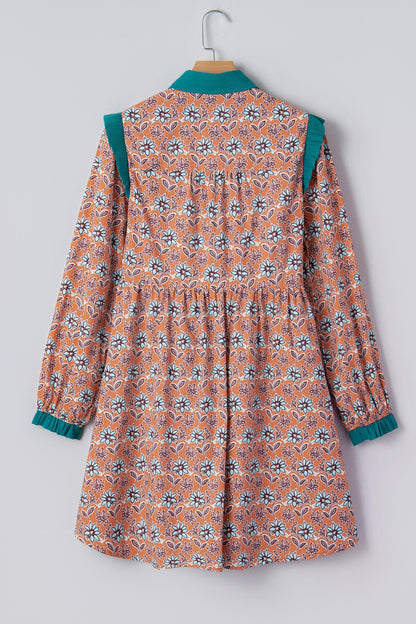 Threaded Pear Alia Floral Contrast Collared Shirt