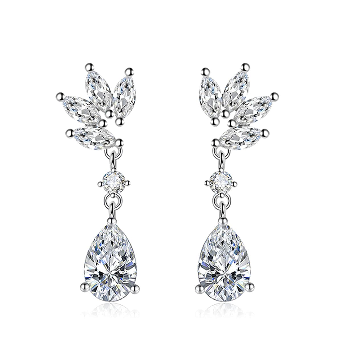 Cubic Zirconia & Clear Crystal Botanical Drop Earrings