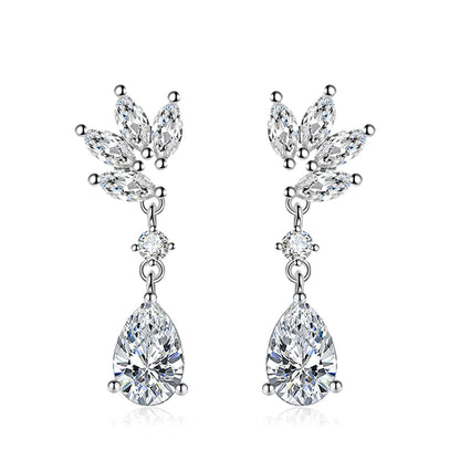 Cubic Zirconia & Clear Crystal Botanical Drop Earrings