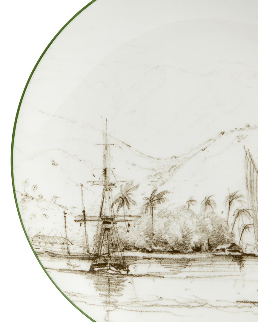 Wedgwood 3Pc Darwin Voyage of the Beagle Tahiti Teacup, Saucer & Plate Set