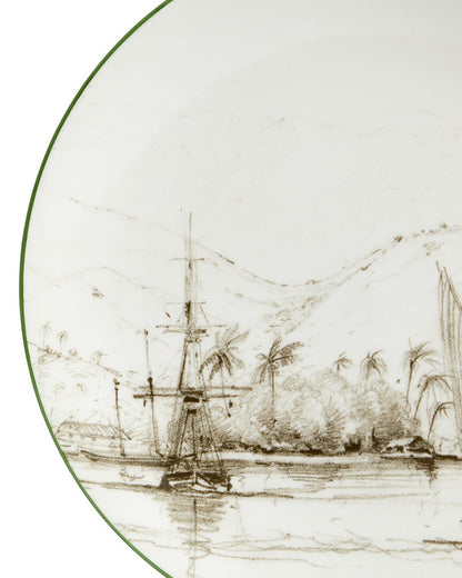 Wedgwood 3Pc Darwin Voyage of the Beagle Tahiti Teacup, Saucer & Plate Set