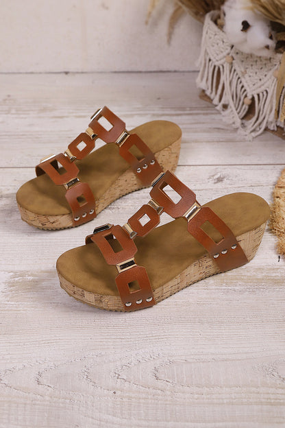 Threaded Pear Sara Leather Wedge Platform Sandals