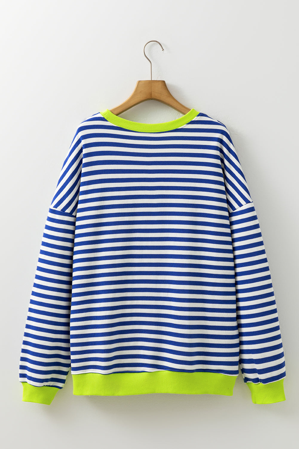 Threaded Pear Elliana Stripe Crossed Stitch Drop Shoulder Sweatshirt