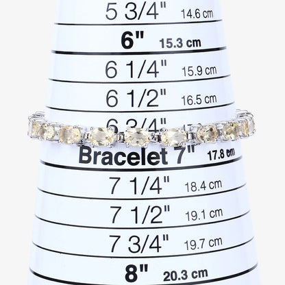 14.40 Ct Oval Light Yellow Citrine Prong Sterling Silver Inline Tennis Bracelet