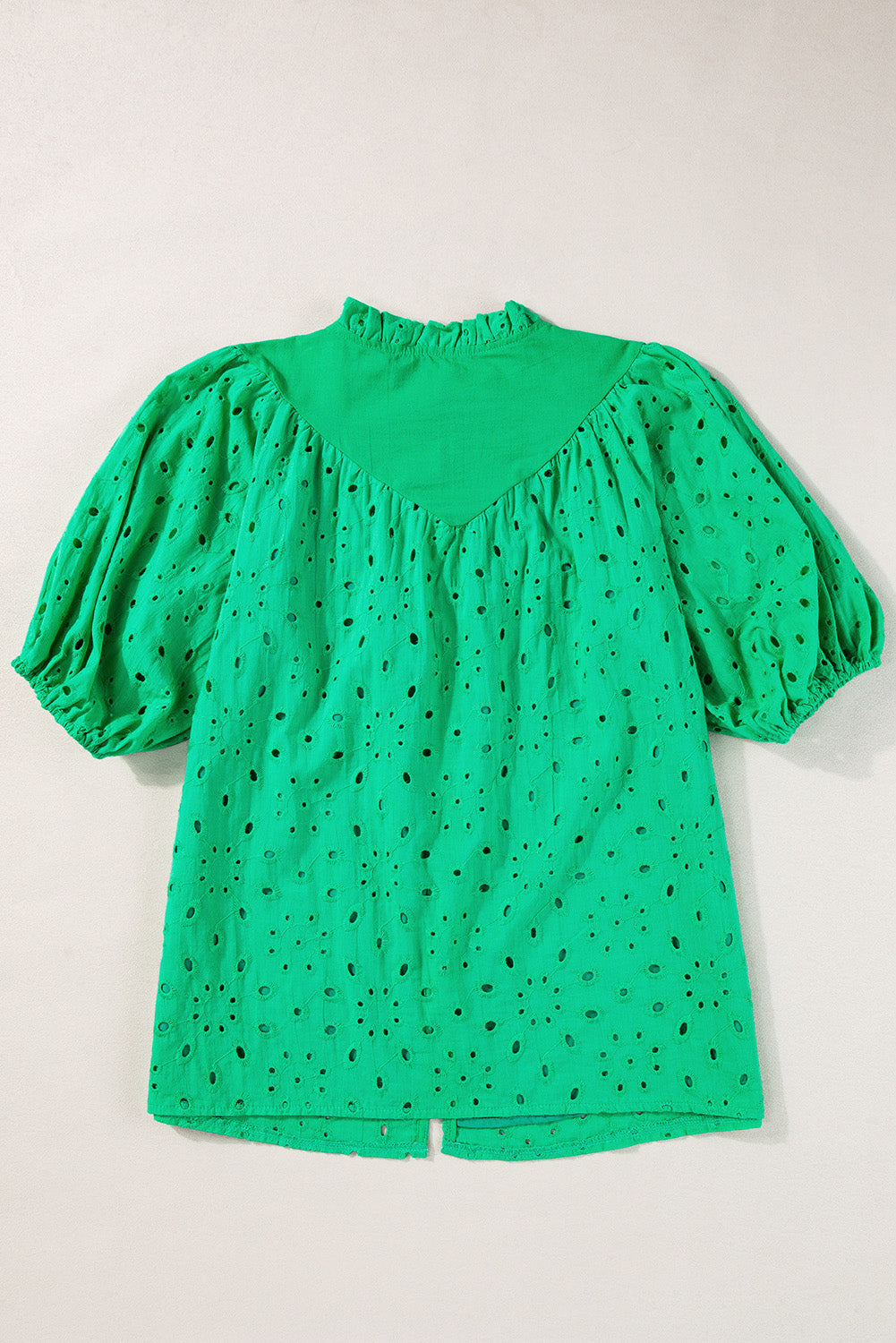 Threaded Pear Arielle Embroidered Hollow-out Puff Sleeve Blouse
