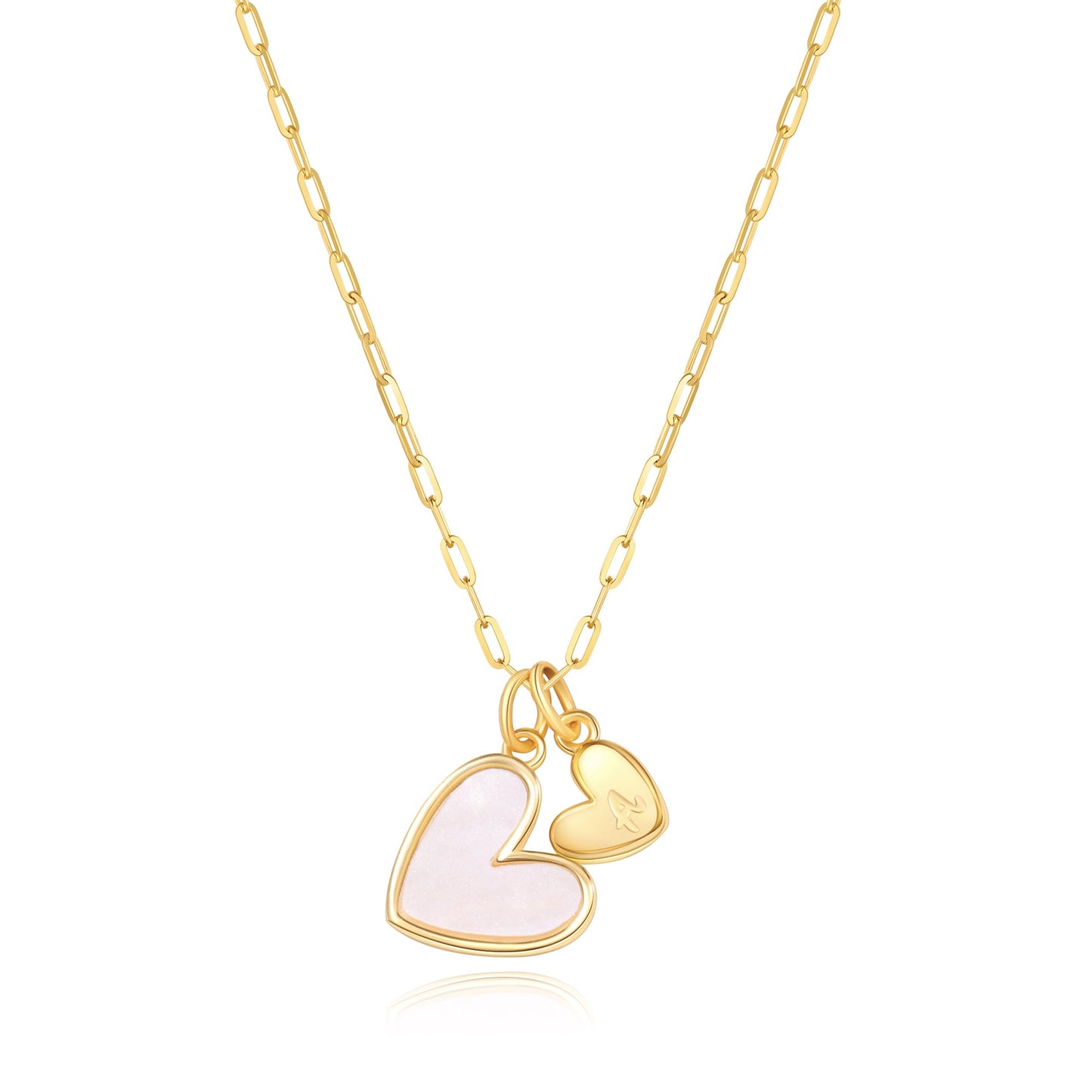 Mint & Lily Mother Of Pearl Heart Initial Necklace