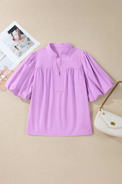 Threaded Pear Reese Puffy Half Sleeve Blouse
