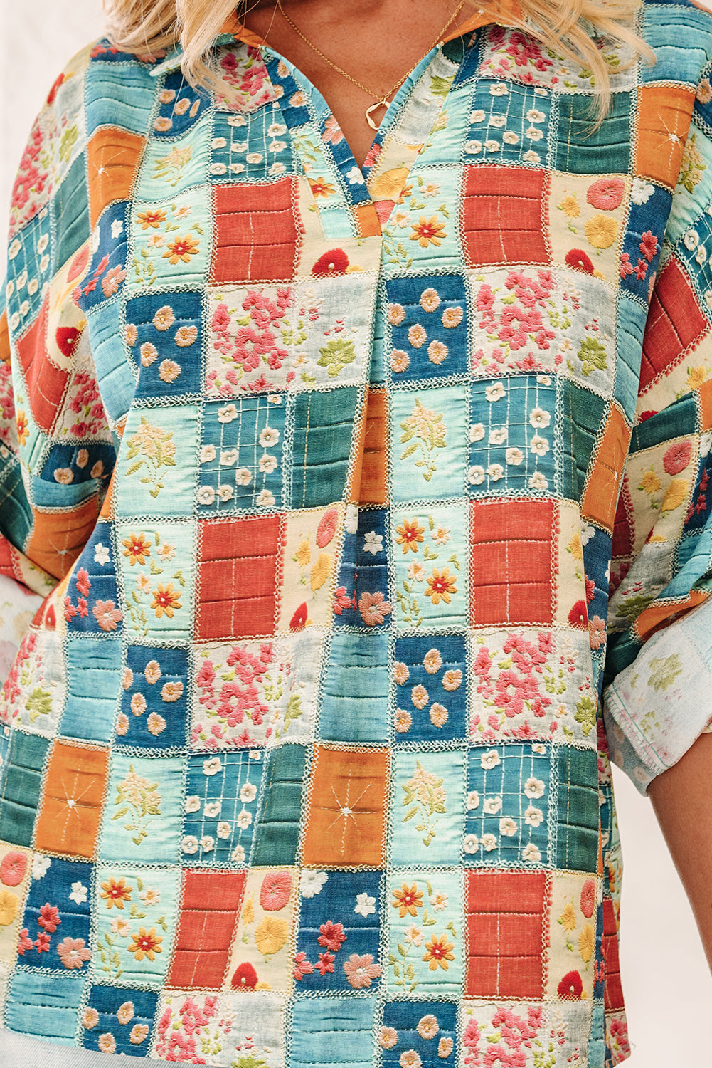 Threaded Pear Zyla Up Sleeve Shift Blouse
