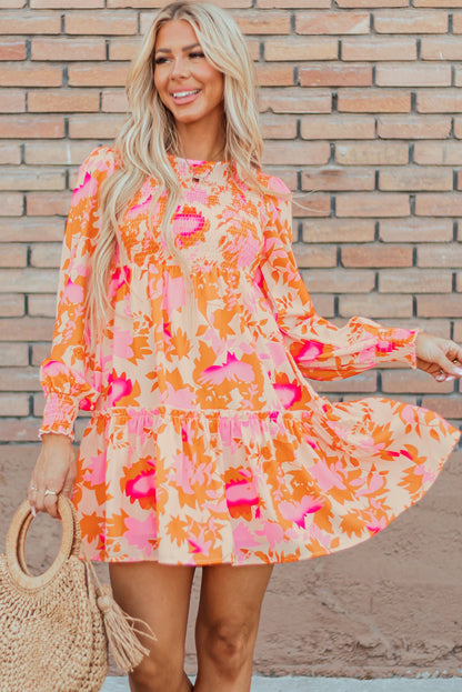 Threaded Pear Jane Sleeve Ruffle Mini Dress