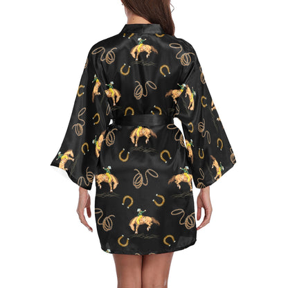 Baha Ranch Rodeo Cowboy Satin Kimono Sleeve Robe