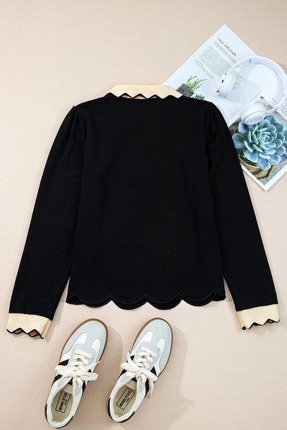Threaded Pear Maryam Collared Top Long Sleeve Top