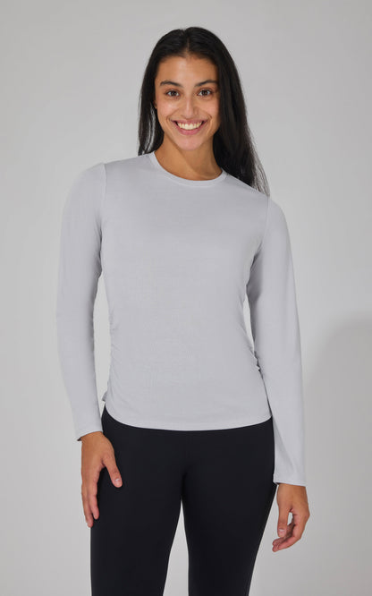 2 PK Side Ruched Long Sleeve Top