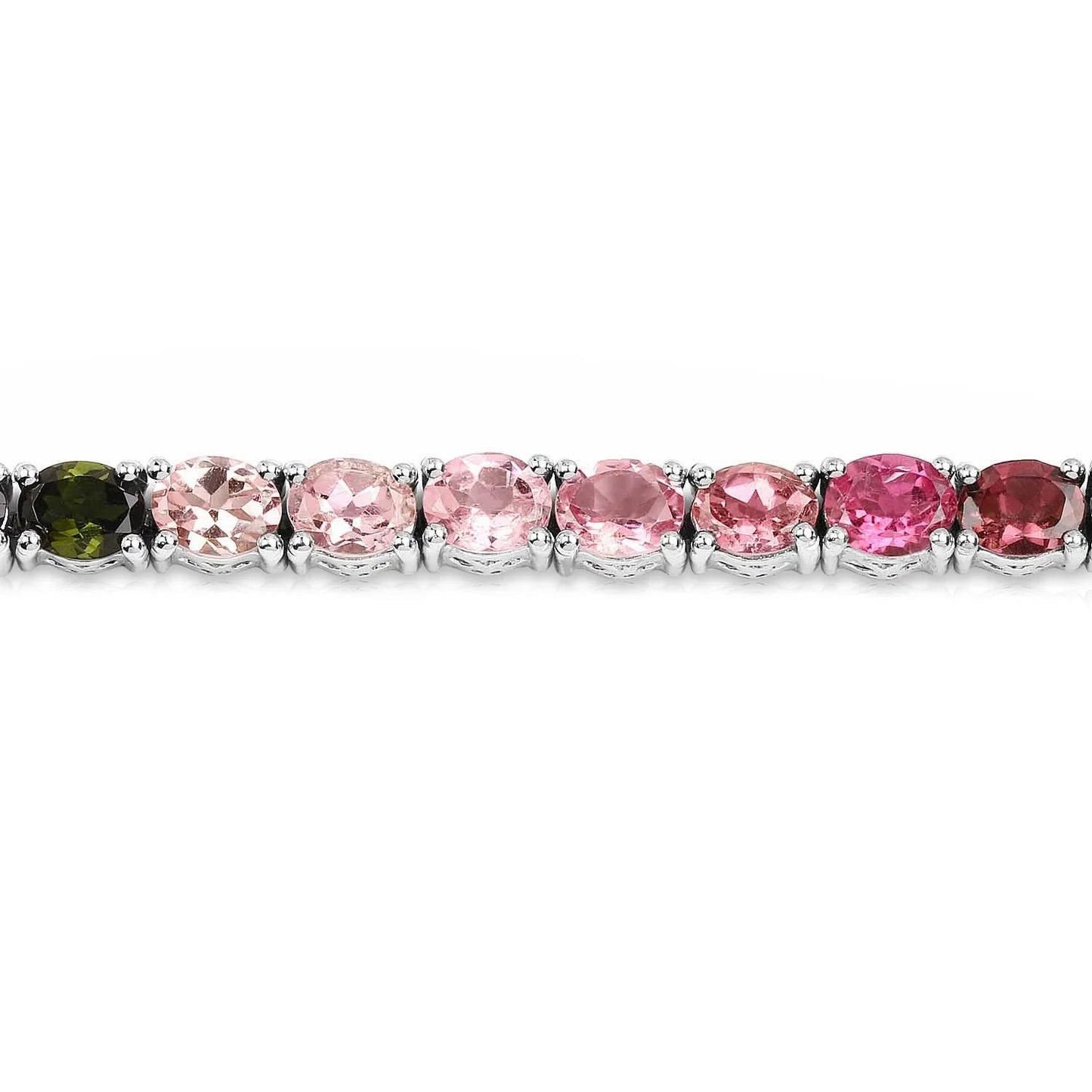 11.16 Ct Oval Multicolor Ombre Tourmaline Prong Sterling Silver Tennis Bracelet