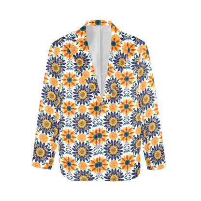 Baha Ranch Colores de Mexico Blue Yellow Mexican Floral Blazer