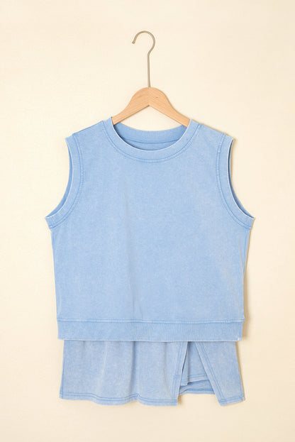 Threaded Pear Aria 2 Pieces Mineral Wash Cotton Tank Top Lined Split Skirt Set