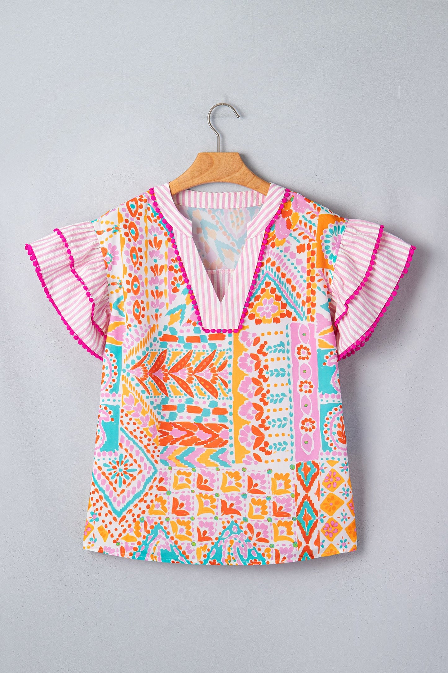 Threaded Pear Giovanna Tiered Short Sleeve Blouse