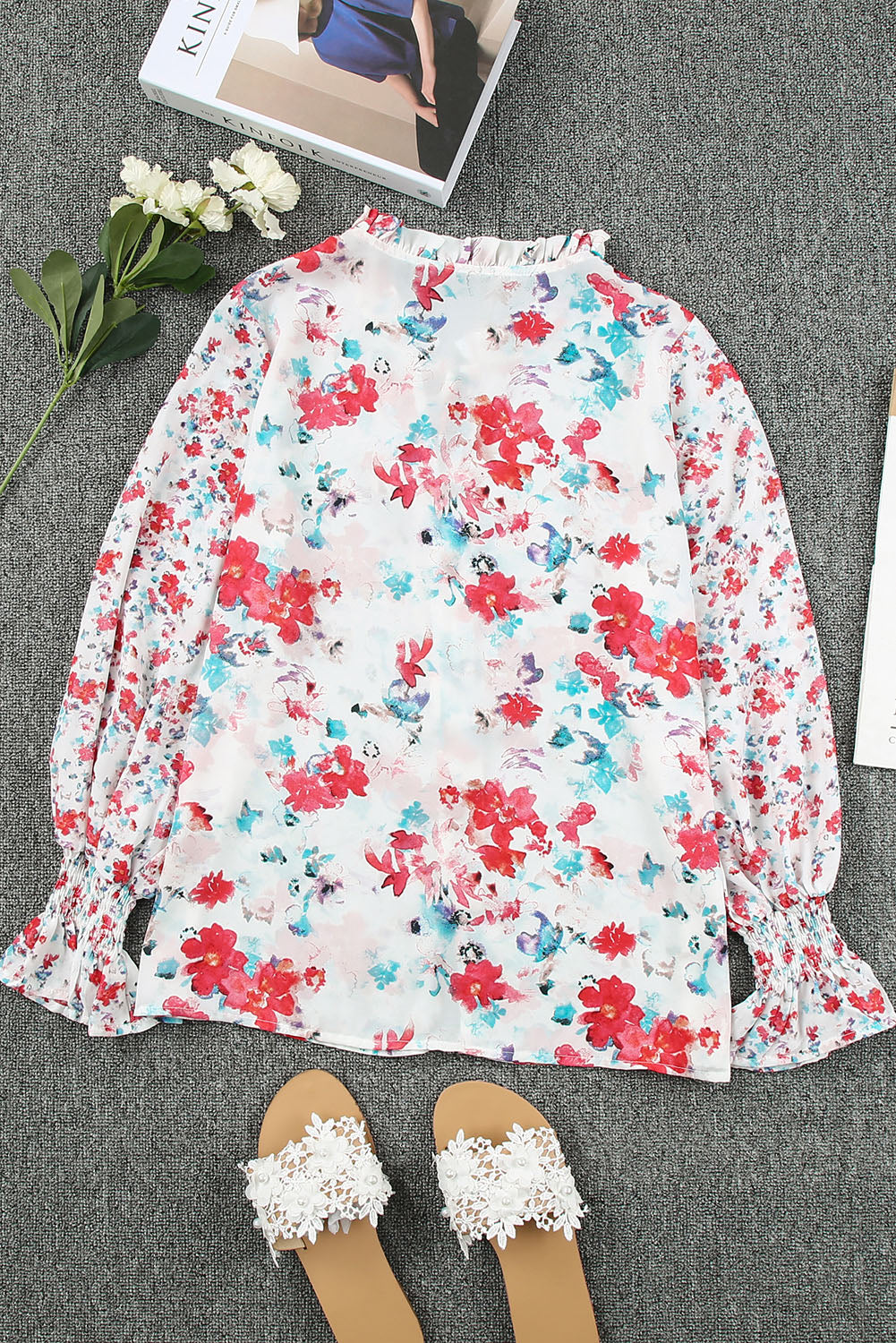 Threaded Pear Mckenna Cakewalk Floral Smocked Blouse