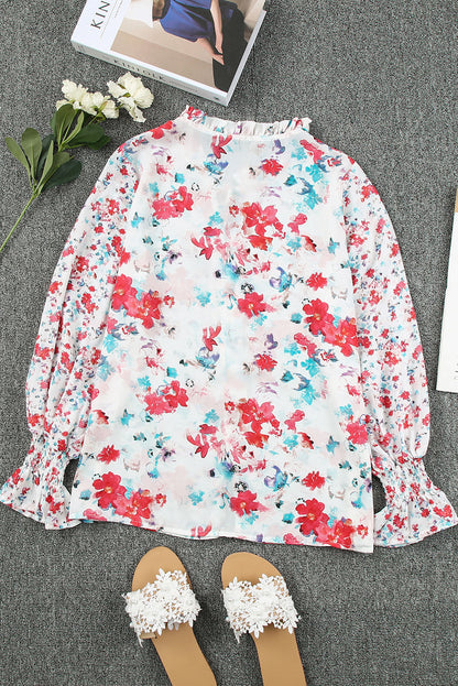 Threaded Pear Mckenna Cakewalk Floral Smocked Blouse