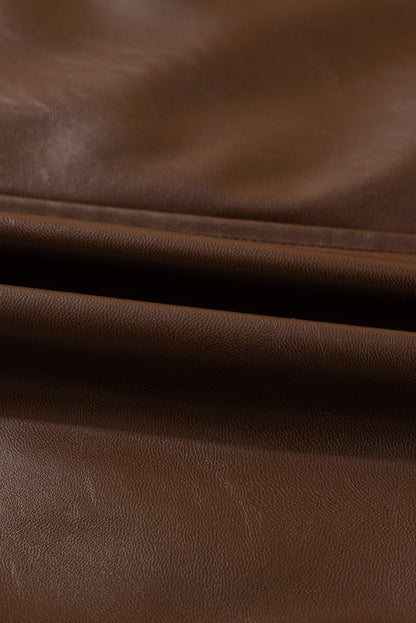 Threaded Pear Mila Drawstring Hem Leather Jacket