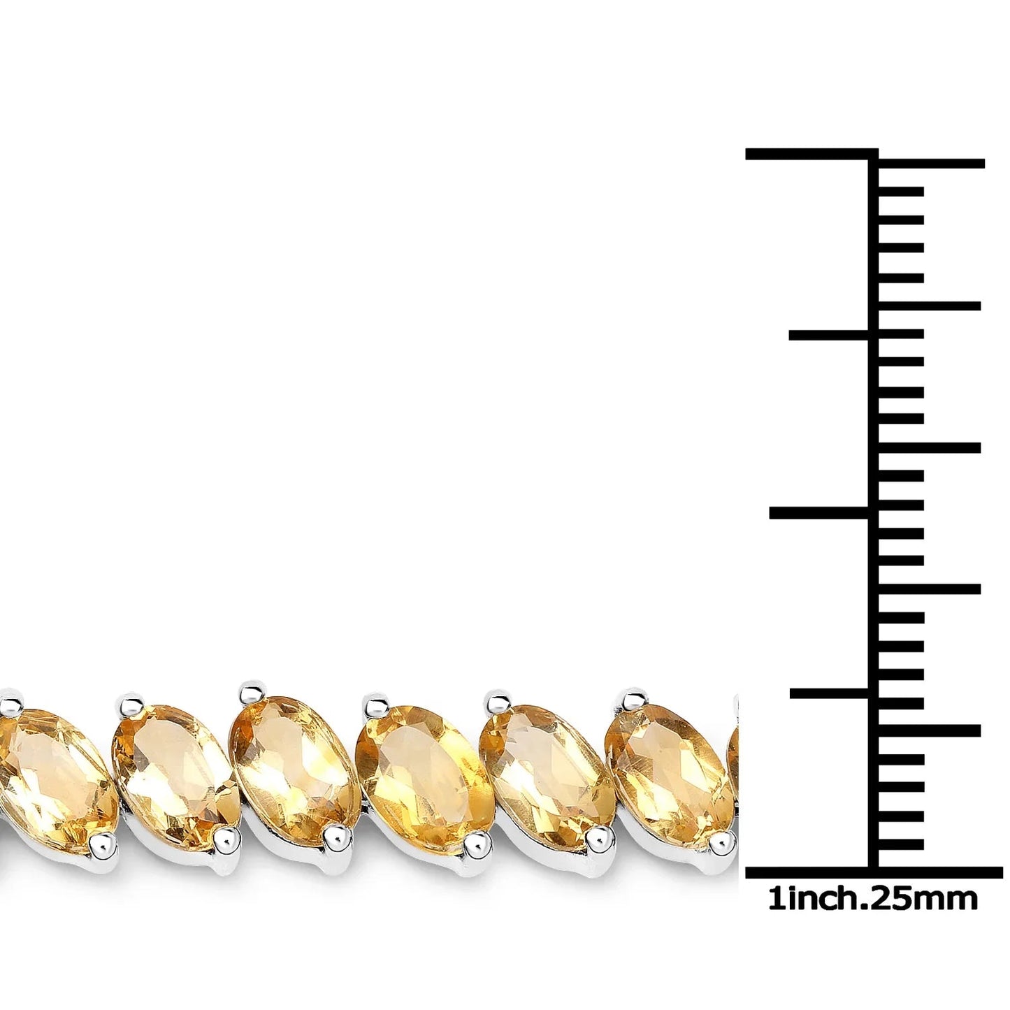 18.06 Ct Oval Golden Yellow Citrine Prong Sterling Silver Diagonal S-Link Tennis Bracelet