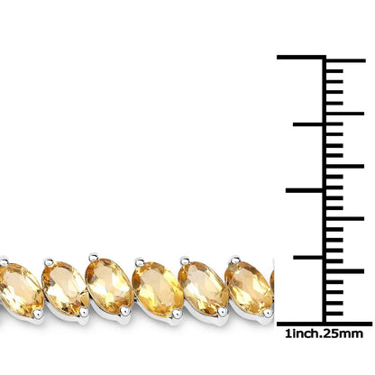 18.06 Ct Oval Golden Yellow Citrine Prong Sterling Silver Diagonal S-Link Tennis Bracelet