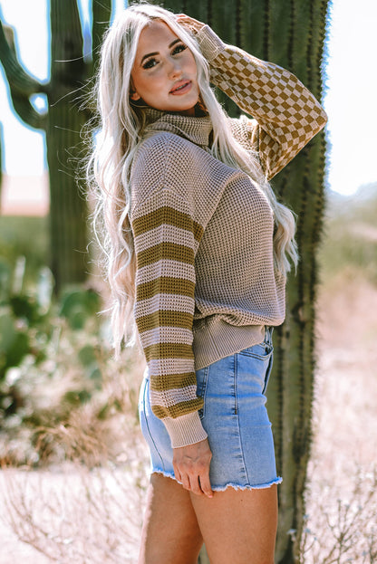 Threaded Pear Vera Waffle Knit Turtleneck Sweater