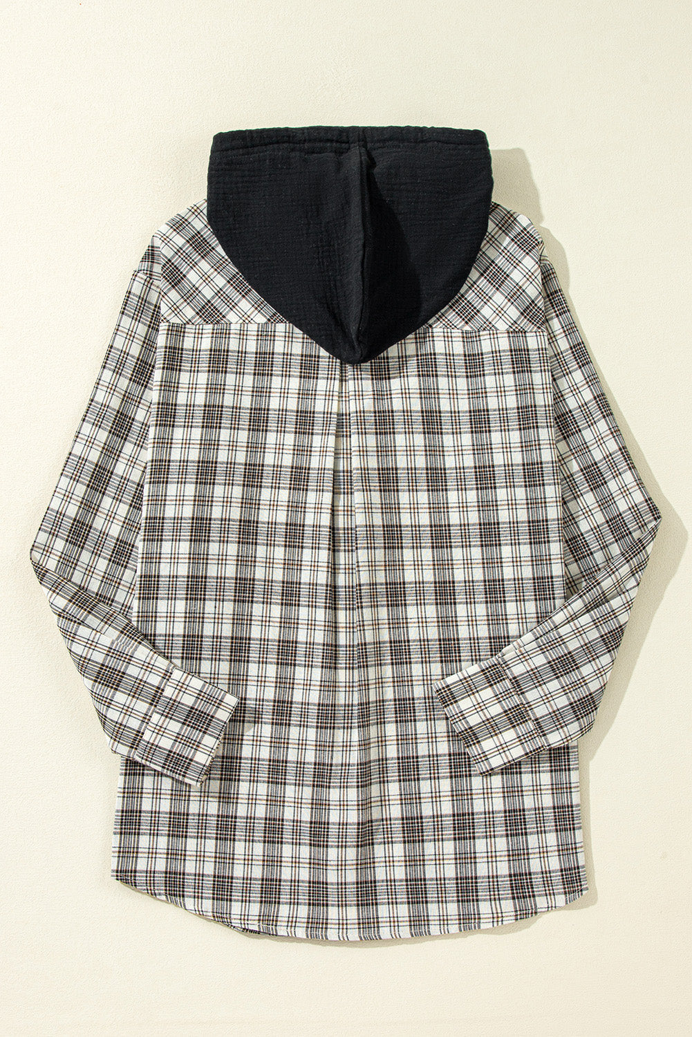 Threaded Pear Ariella Checkered Loose Fit Buttoned Hooded Shacket