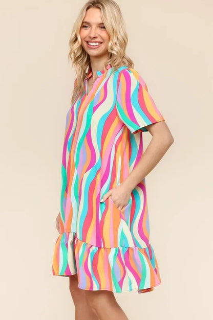 Haptics Tiered Woven Ruffle Hem Dress