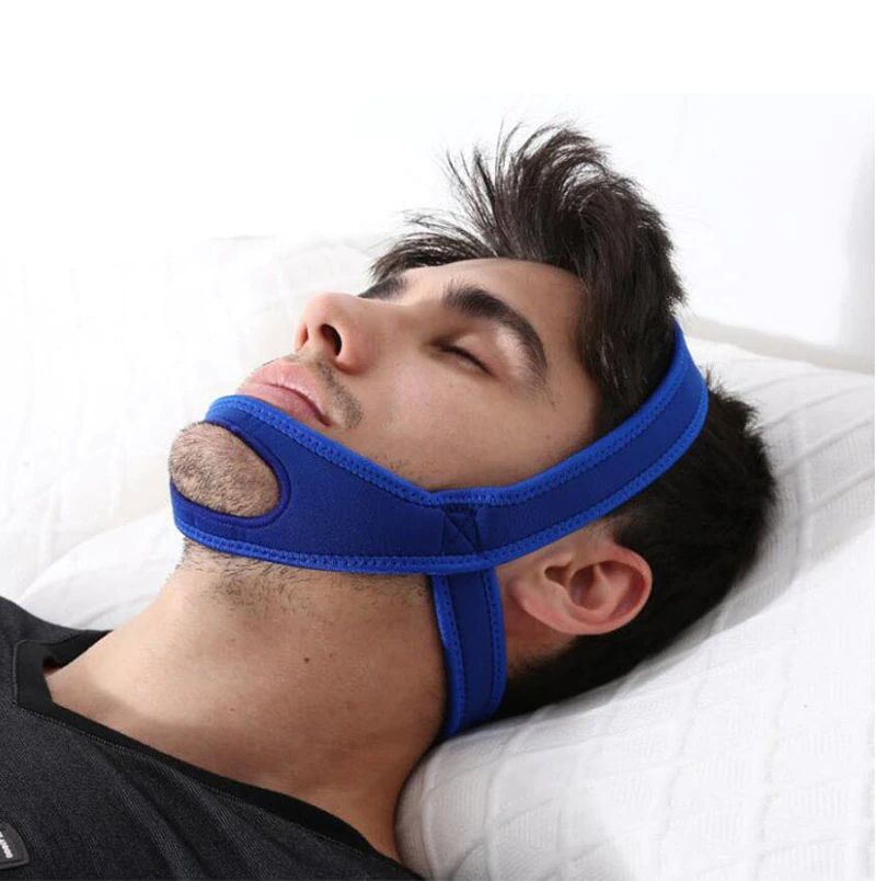 Prime Goods Snore Stop Anti Snoring Chin Strap Sleep Apnea Belt Snoreless Sleep Jaw Solution - Blue